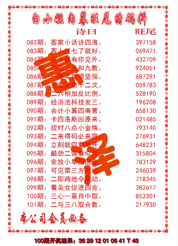 澳门-内幕旺尾特码料